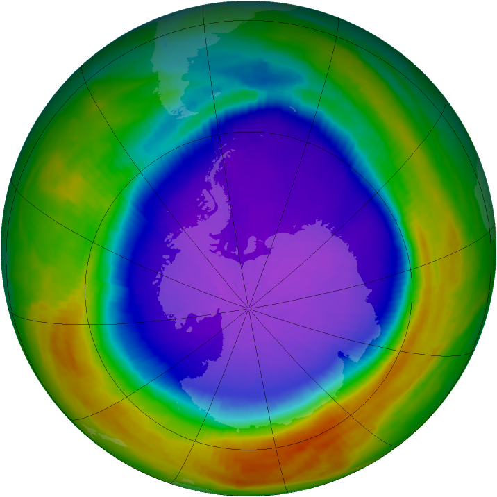Antarctic ozone map for 27 September 2000